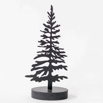 Simple Black Silhouette Pine Tree Figurine