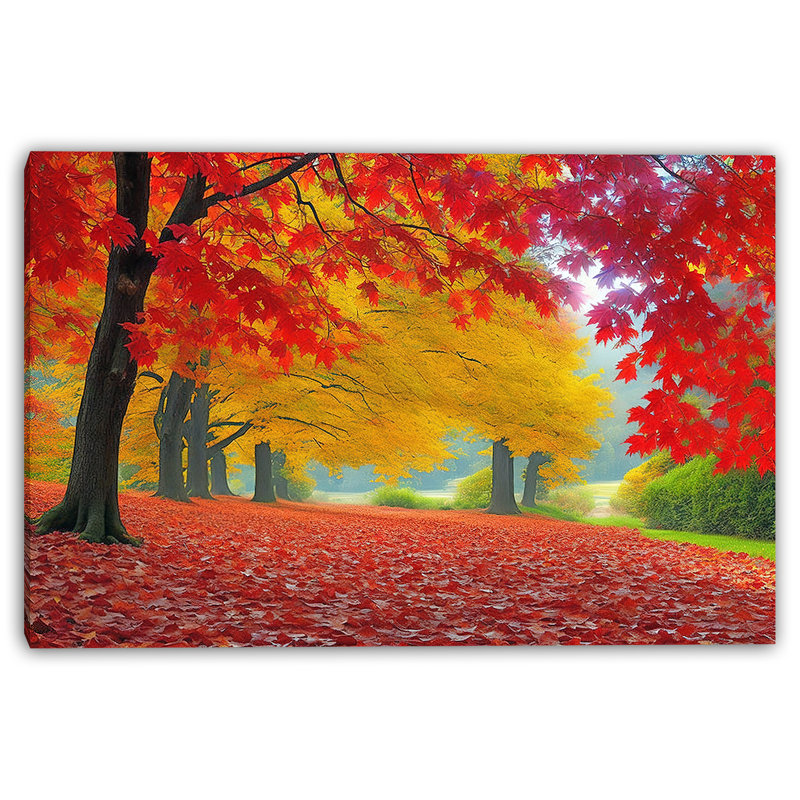Art mural sur toile Crimson Maple Grove, H 12 po x l 16 po