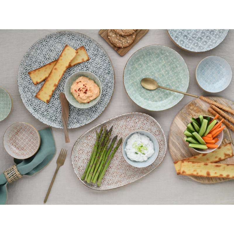 Uno Piece Stoneware Dinnerware Set - Service for 4, Dark Grey/Beige/Ivory
