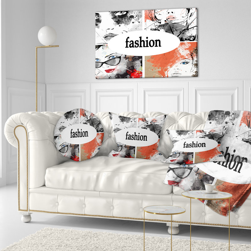 Collage de filles - oreiller à imprimé portrait, Rectangulaire, 12 po x 20 po