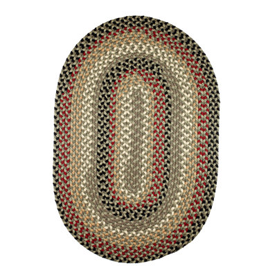 Tapis décoratif en brun/vert tressé à la main intérieur/extérieur Mathis