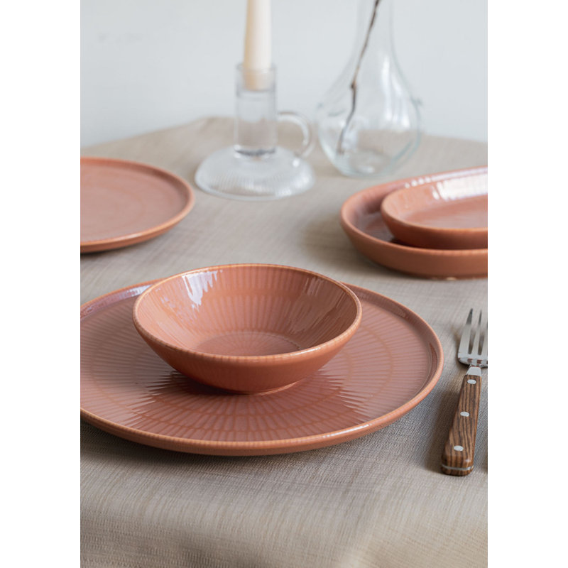 Elegant Salmon Ceramic Service Plate, 11.8 x 11.8 x 0.4 Inches | 100% Durable Ceramic, Perfect for Entertaining & Everyday Use | Stylish Design Enhances Table Settings, Ideal for Home & Restaurant