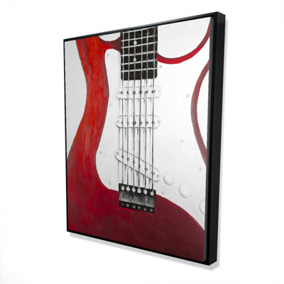 Red Electric Guitar Print On Canvas