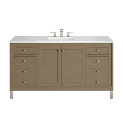 Chicago 60"" Floating Single Bathroom Vanity Set -  James Martin Vanities, 305-V60S-WWW-3AF
