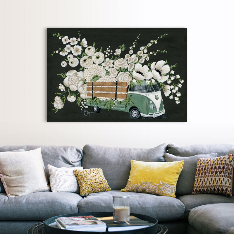 VW bus-noir-reproduction d’art sur toile, H 40 po x l 60 po x P 1,25 po, Toile tendue