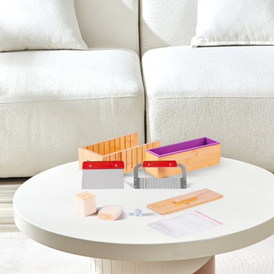 Ensemble de fabrication de savon, boîte de découpe en bambou et boîte intérieure avec moule en silicone