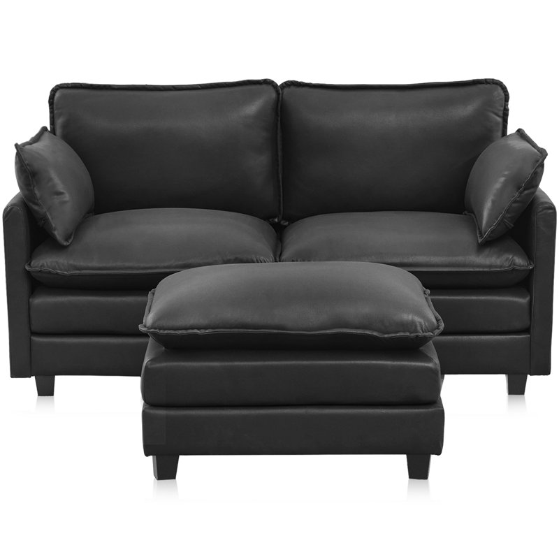 3-Piece Upholstered Sectional, Black