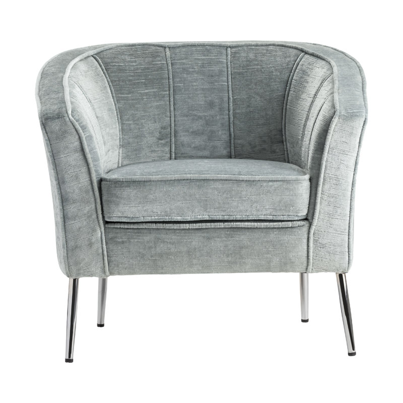 Fauteuil demi-tonneau en polyester l 81,28 cm, Bleu, Or métallique