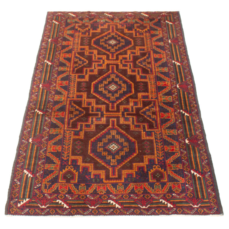 Tapis brun Teimani 3 pi 7 po x 6 pi 9 po