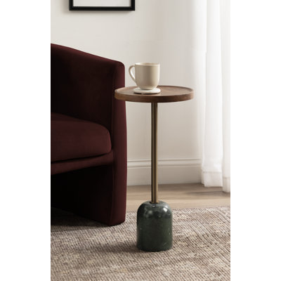 Table d'appoint ronde en bois de manguier et marbre Shorrock