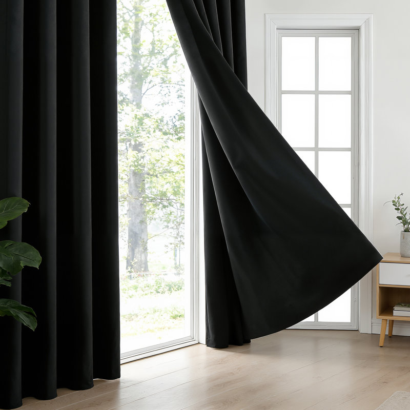 Grommet Top Blackout Room Darkening Curtains, Solid Thermal Insulated Polyester Window Curtain Set, 2 Panels, 52" W x 95" L