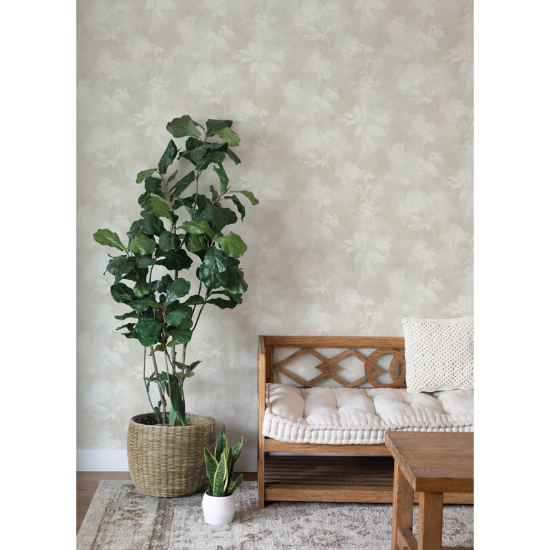 Papier peint botanique gris clair Izara, Gris