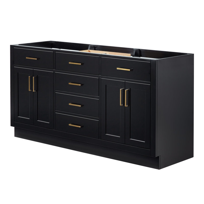 Hepburn 66'' Double Bathroom Vanity Base Only, Black