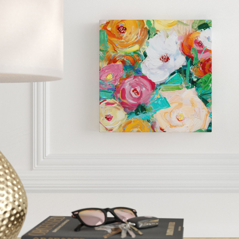 « spring brillante medley », peinture sur toile tendue, H 10 po x l 10 po x P 1,5 po