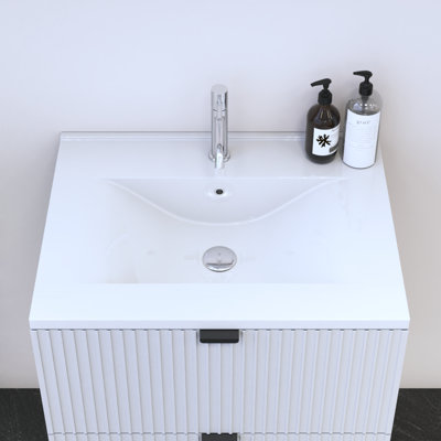 Meble Furniture 18.1" White Ceramic Oval Drop-in Bathroom Sink with Overflow