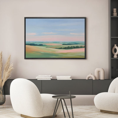 Soft Pastel Rolling Hills Landscape Serene Countryside Horizon Wall Decor for Living Room Bedroom Framed Canvas Master Bedroom Wall Art Work Print