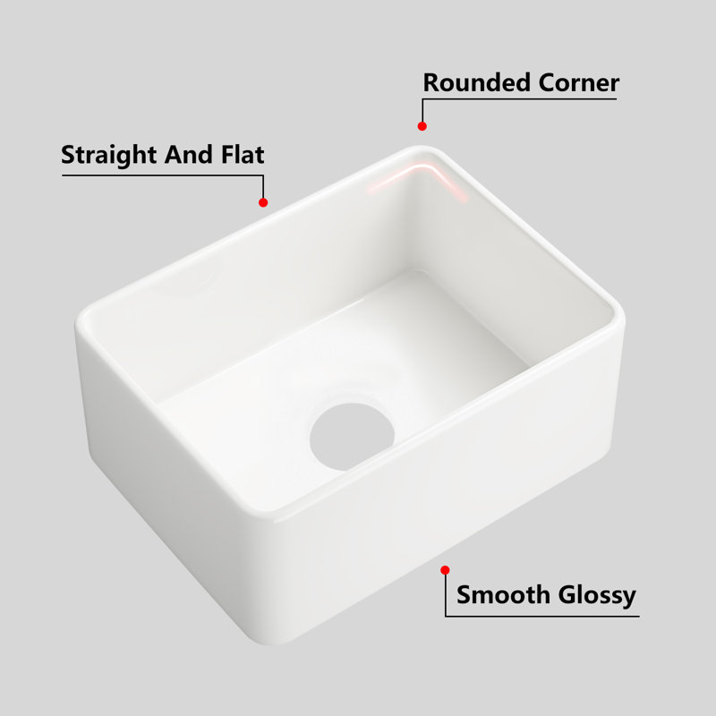 24'' L Farmhouse Single Basin Kitchen Sink, White