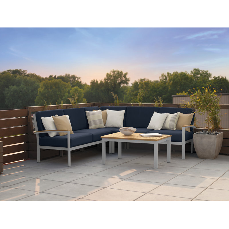 Travira Modular Side Chair with Cushions, Midnight Blue
