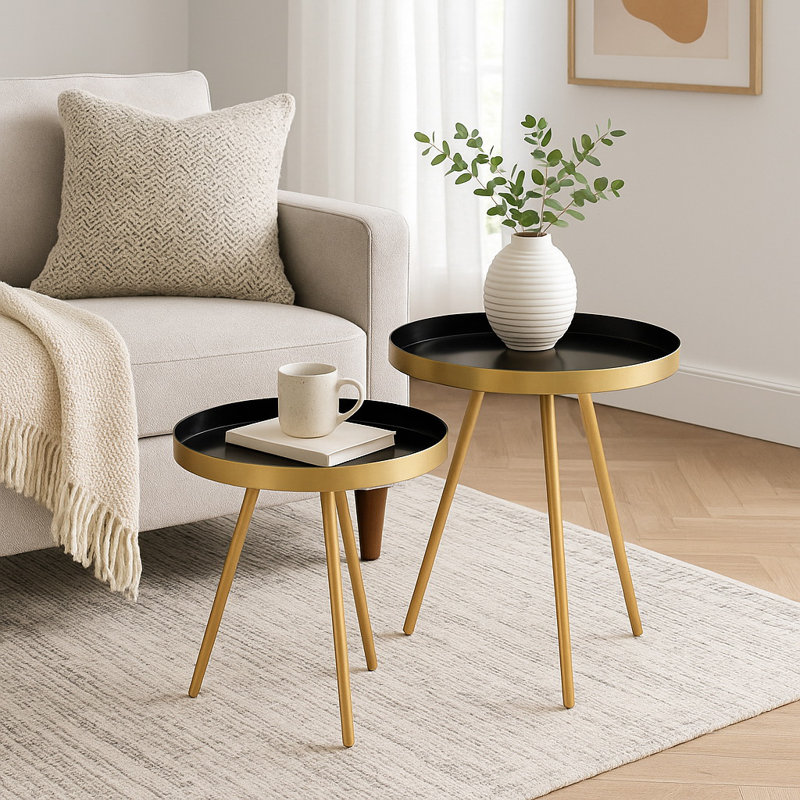 Chaney Tray Top Nesting Tables, Black