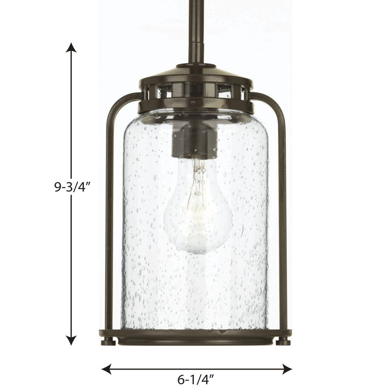 Lanterne suspendue d'extérieur 1 lumière Datev Bronze antique, H 9,75 po x l 6,25 po