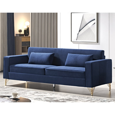 Aesthetic 85.8" Velvet Sofas For Living Room, 3 Seater Couch With Classic Modern Appeal And Luxurious Soft Comfort, Easy To Maintain, Green