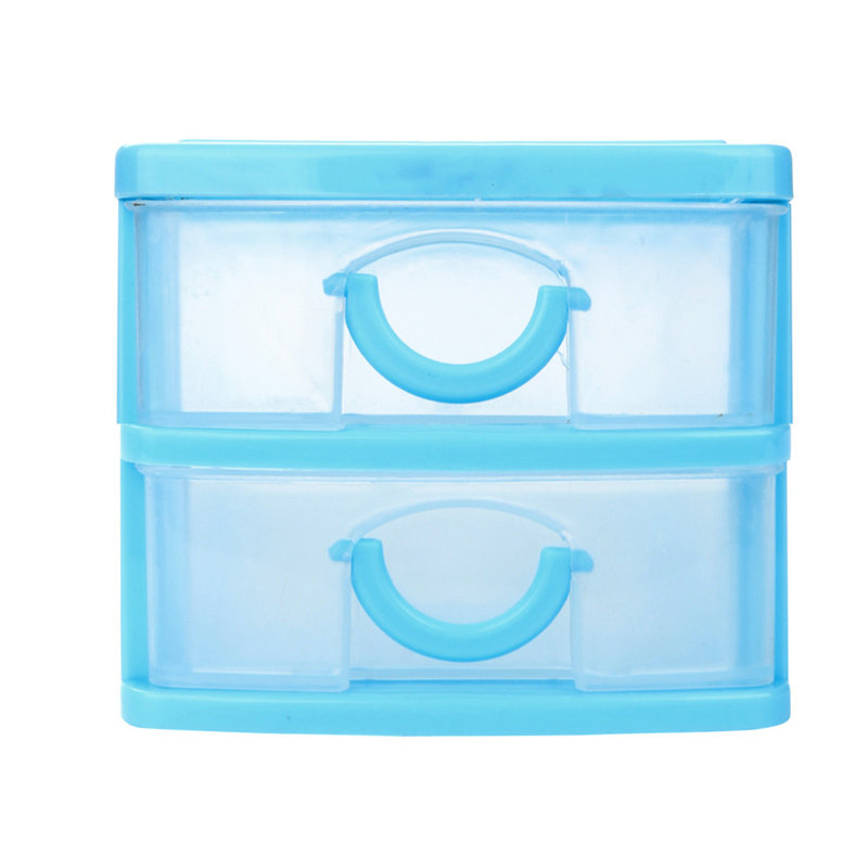 Plastic Desktop Drawer Sundries Case Small Objects, Blue, 5.12" H x 3.54" W x 3.15" D