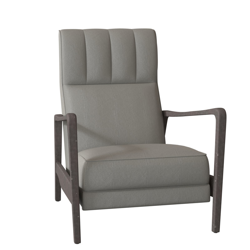 Wyndham 28.25" Wide Genuine Leather Manual Standard Recliner, Hazelnut, 1183 Dove