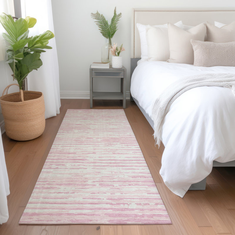 Premium Machine Washable Prisco Pink Rug, Runner 2'3" x 7'6"