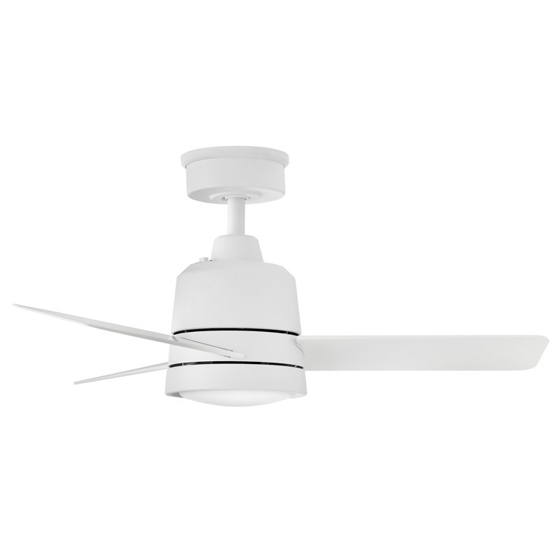 36" 3 - Blade LED Smart Standard Ceiling Fan with Remote Control and Light Kit Included, Matte White