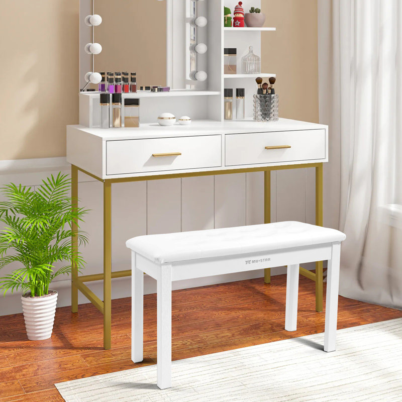 Faux Leather Upholstered Storage Bench, White