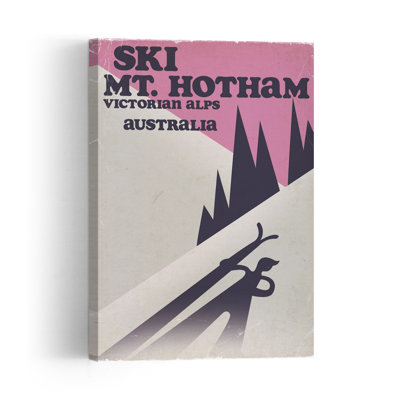 Ski Mount Hotham, Australie, rétro, abstrait, montagne, impression d'art mural