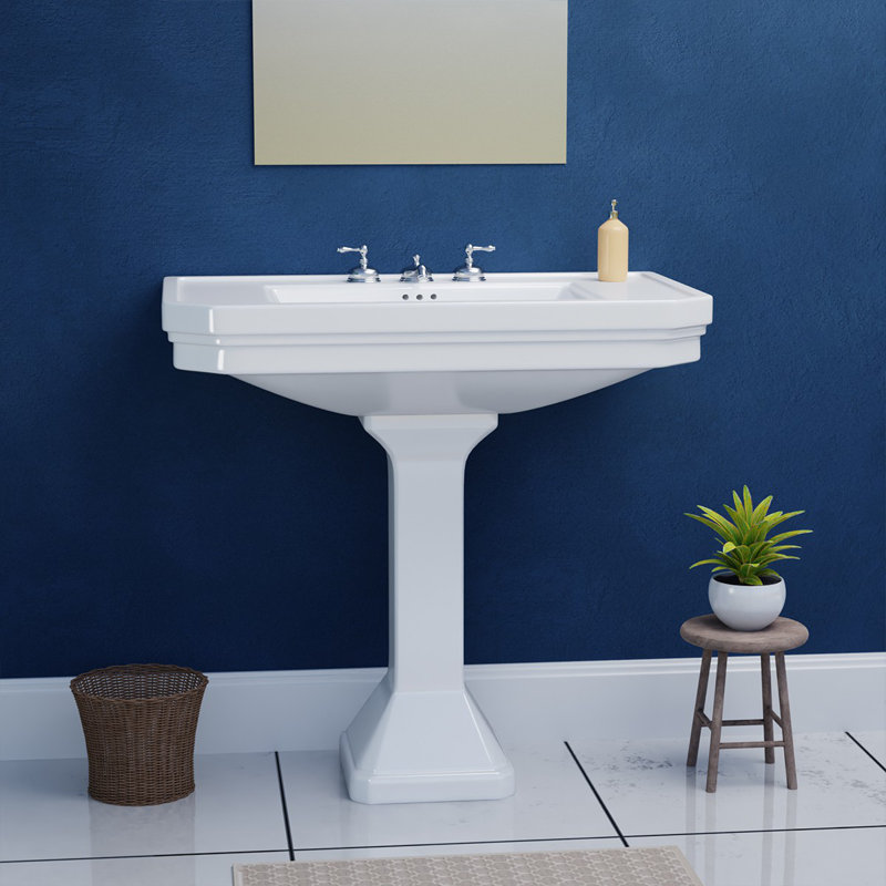 Lavabo de salle de bain piédestal rectangulaire 27 po avec trop-plein 27 po