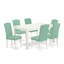 Ensemble de table de salle à manger 7 pièces composé d'une table de salle à manger rectangulaire et de 6 chaises Parson rembourrées en similicuir Pond, 36 x 60 pouces, lin blanc-88061769-88061768-13053065