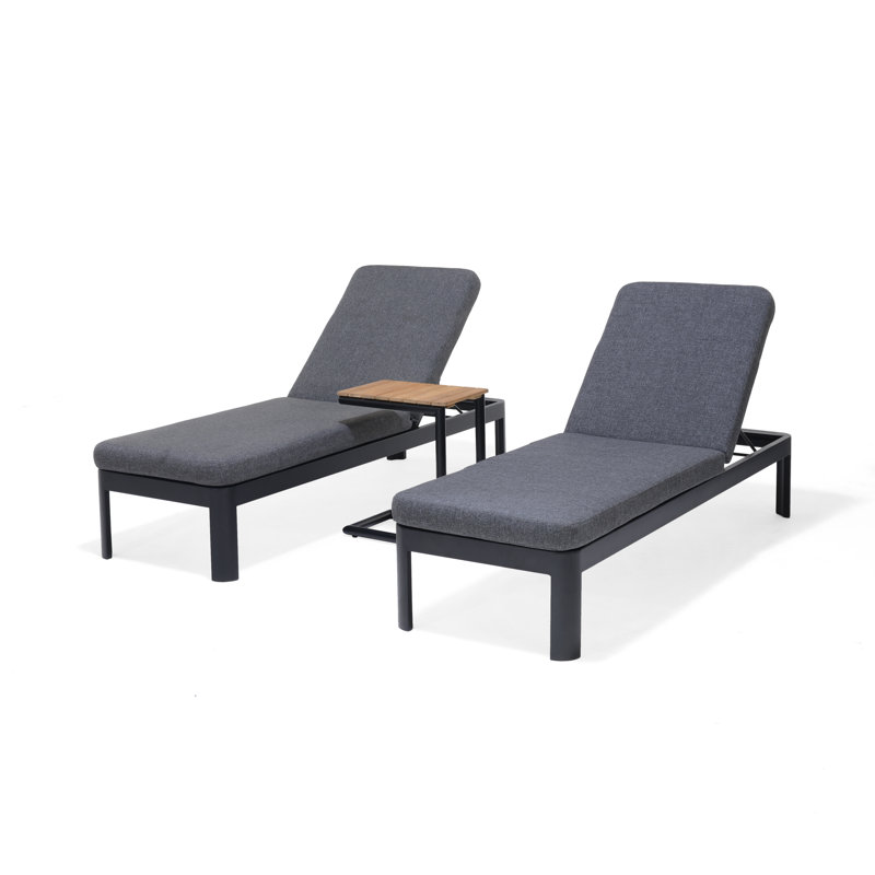 Ensemble de chaise longue avec coussins et table Izac