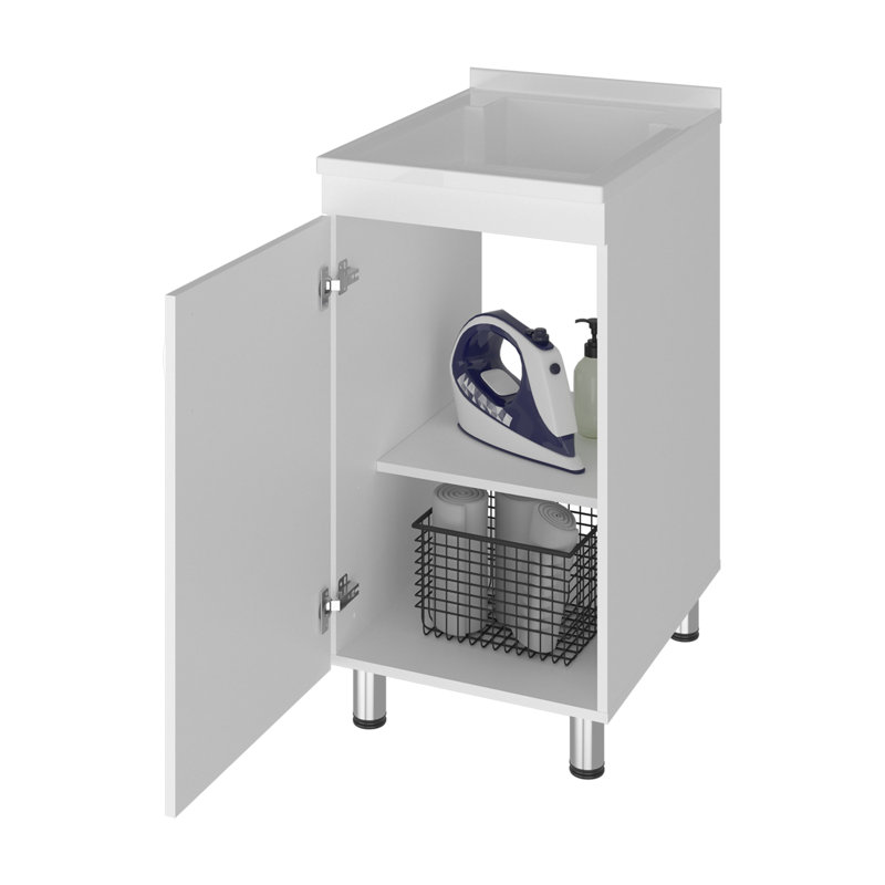 Armoire autoportante pour baignoire et évier Darwin avec 1 porte pour rangement intérieur dissimulé