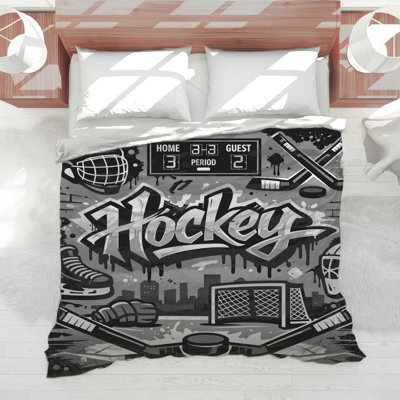 Hockey Equipment Graffiti Comforter