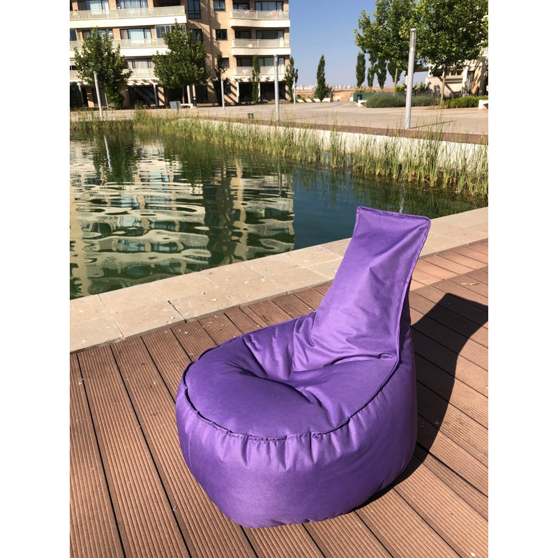Fauteuil à billes mauve confortable, 23,6 po x 27,6 po x 11,8 po | 100% polyester avec tissu imperméable, housse zippée amovible, rembourré de perles de styromousse recyclées | Parfait pour se détendre et s'amuser dans n'importe quelle pièce