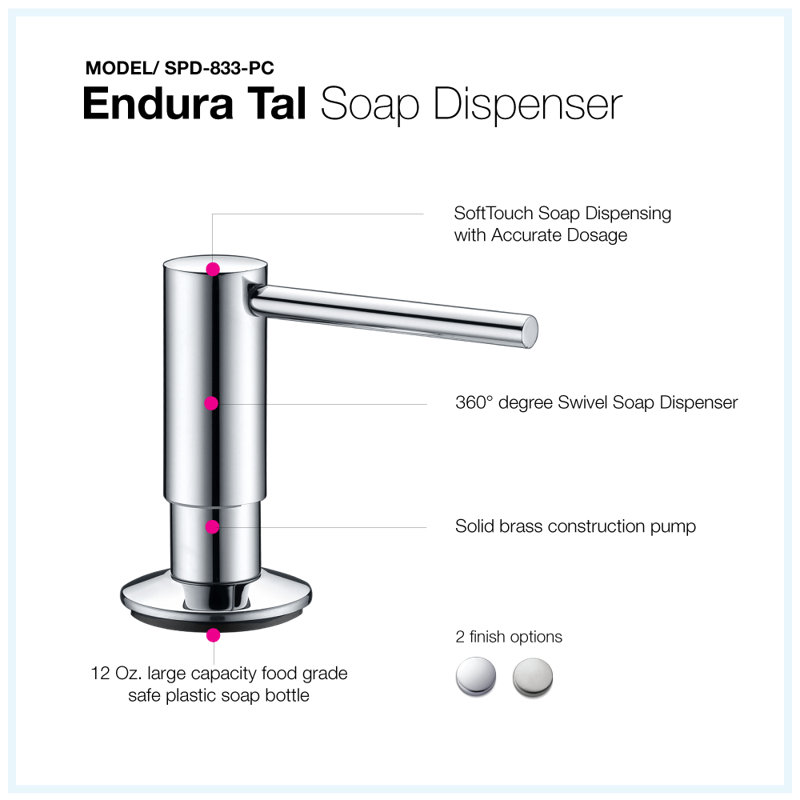Endura Soap Dispenser, Polished Chrome