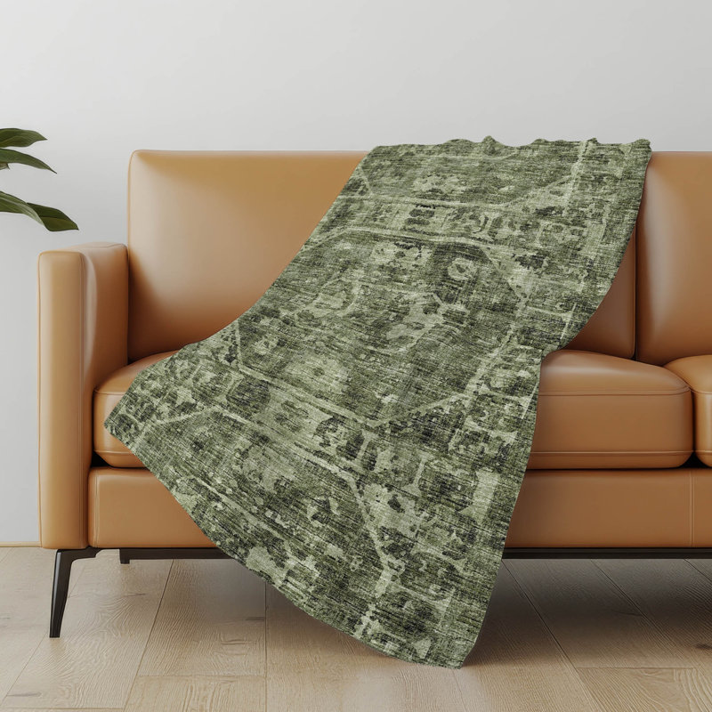 Jeté Addison Sherpa Tribal Medallion, Olive oriental 1