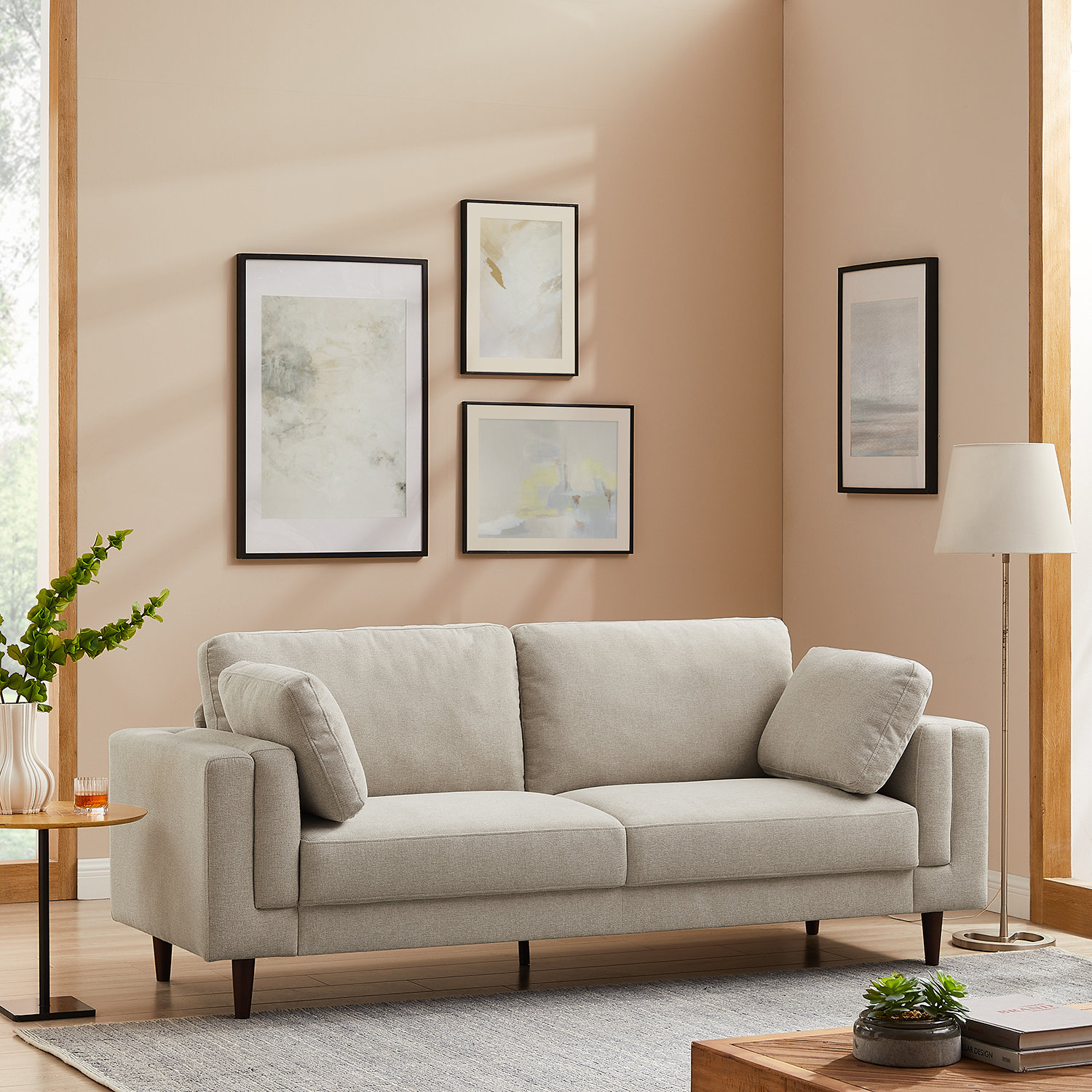 Kraz Minimore Modern Style 85'' Square Arm Sofa
