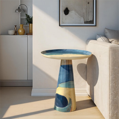 Vibrant Mosaic Enameled Metal Table