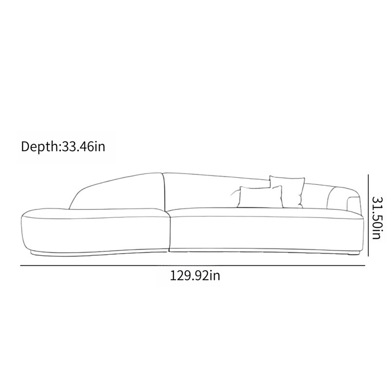 Simple Light Luxury Curved Sofa, Blue
