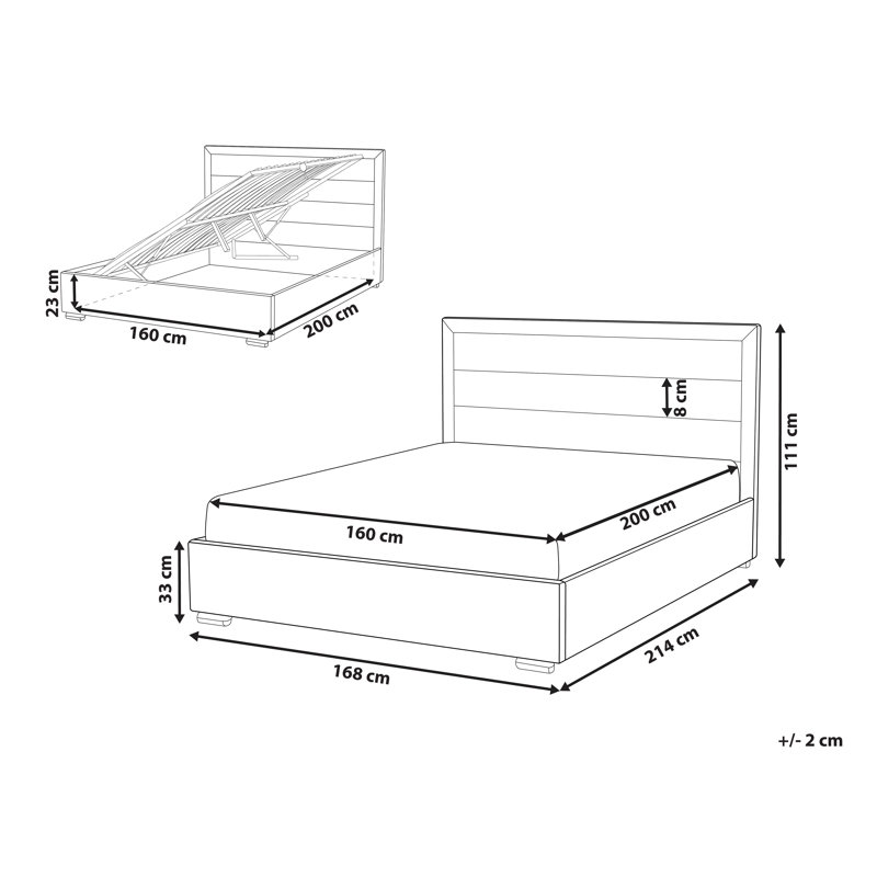 Kreitler Upholstered EU Double - 140 X 200 Cm Ottoman Storage Bed, European Kingsize (160 x 200cm)