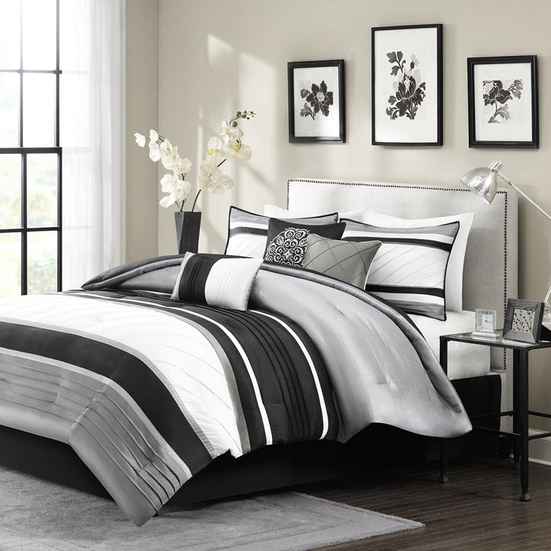 Édredon gris très grand - édredon 7 pièces et pièces, taies décoratives, coussins décoratifs, literie toute l'année avec fausse soie toutes saisons lavable à la machine