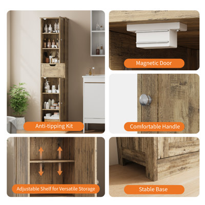 Rangement étroit pour salle de bain 67 po