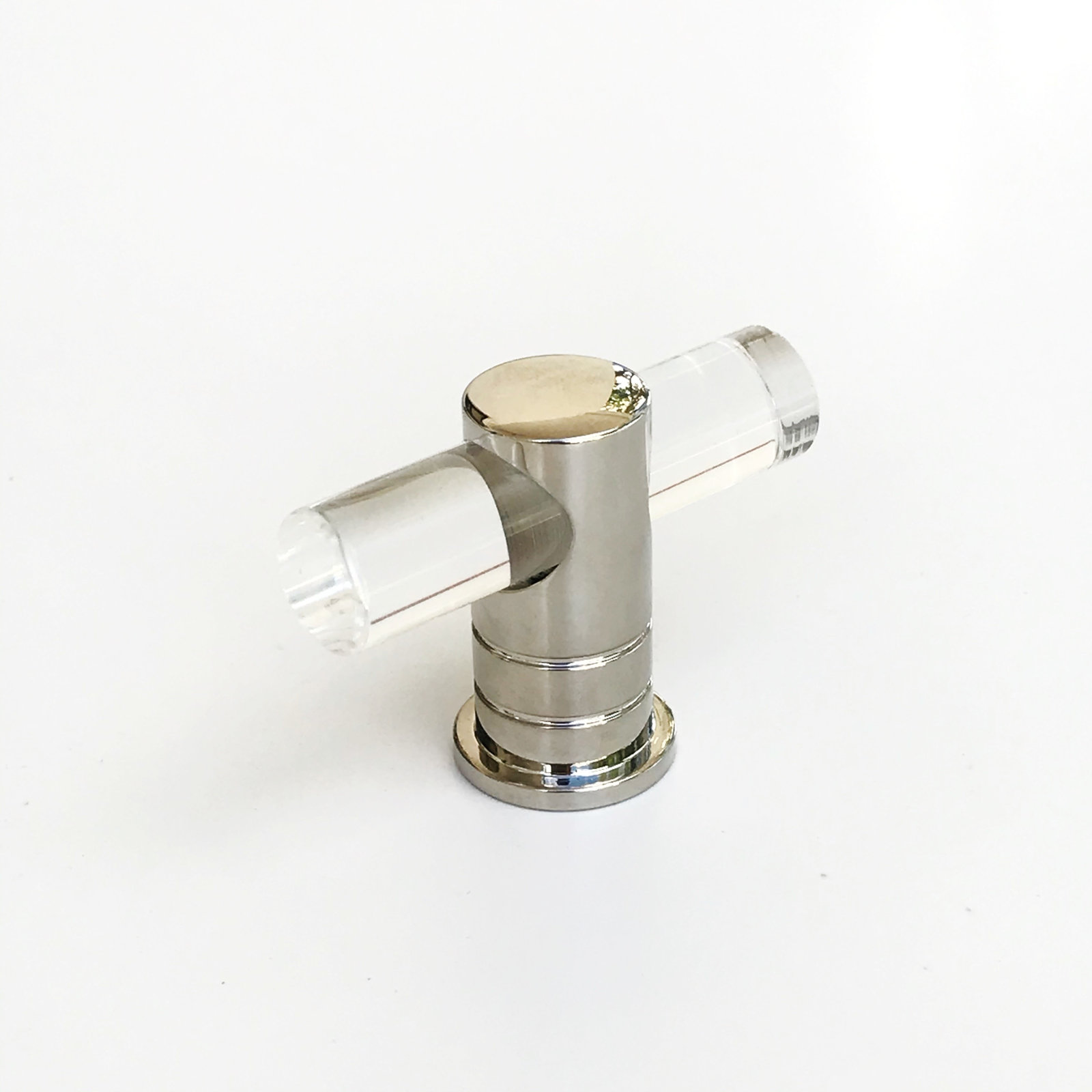 Luz Lucite T-Bar Knob, Polished Nickel