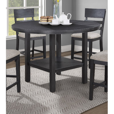1 table de salle à manger à hauteur de comptoir ronde contemporaine de style transitionnel avec paresseux gris anthracite