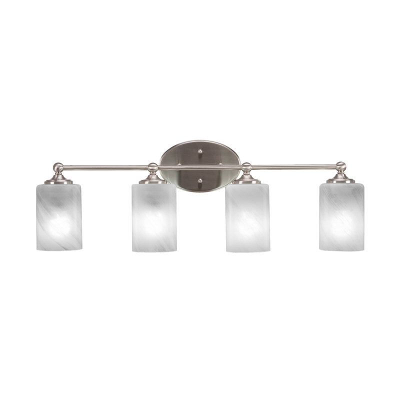 Ched 4 Light Bath Bar Shown In Brushed Nickel Finish With 4" White Marble Glass