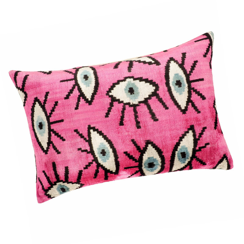  Housse de coussin en soie Ikat, Rose