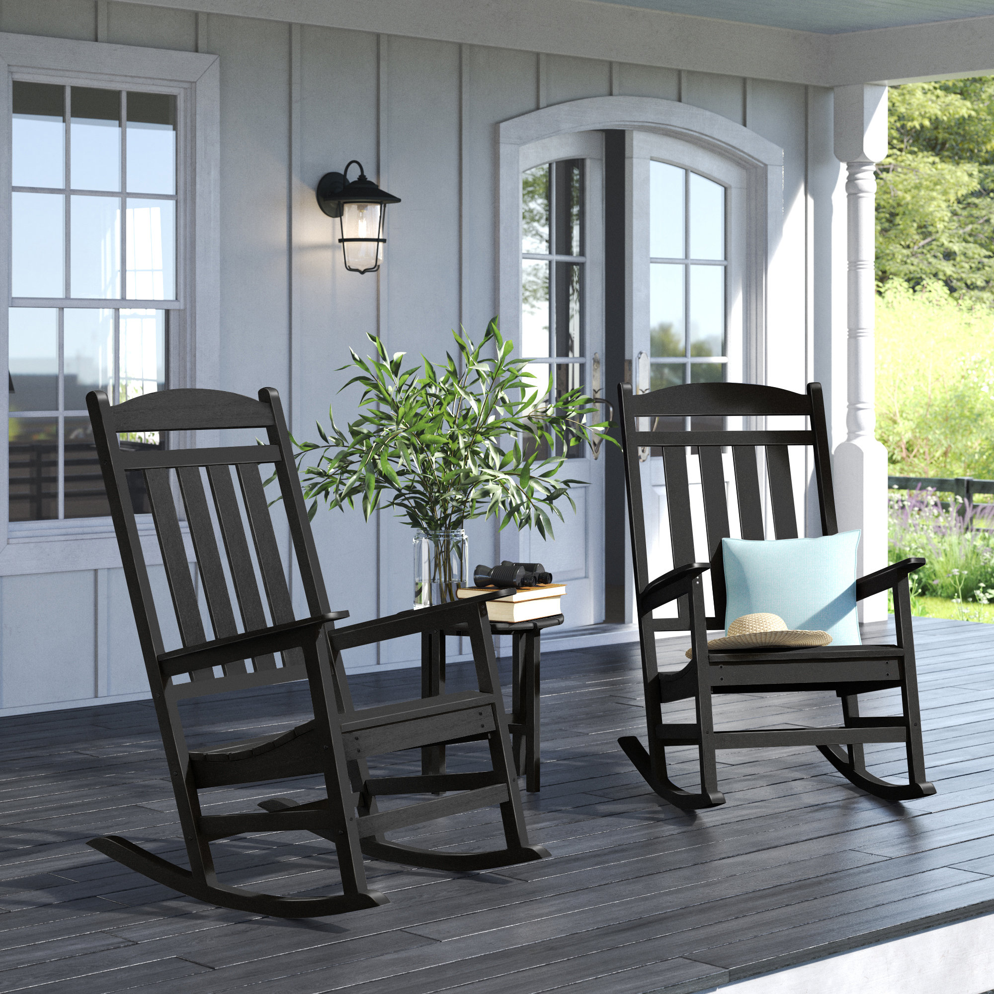 POLYWOOD Presidential 3-Piece Rocker Set, Black